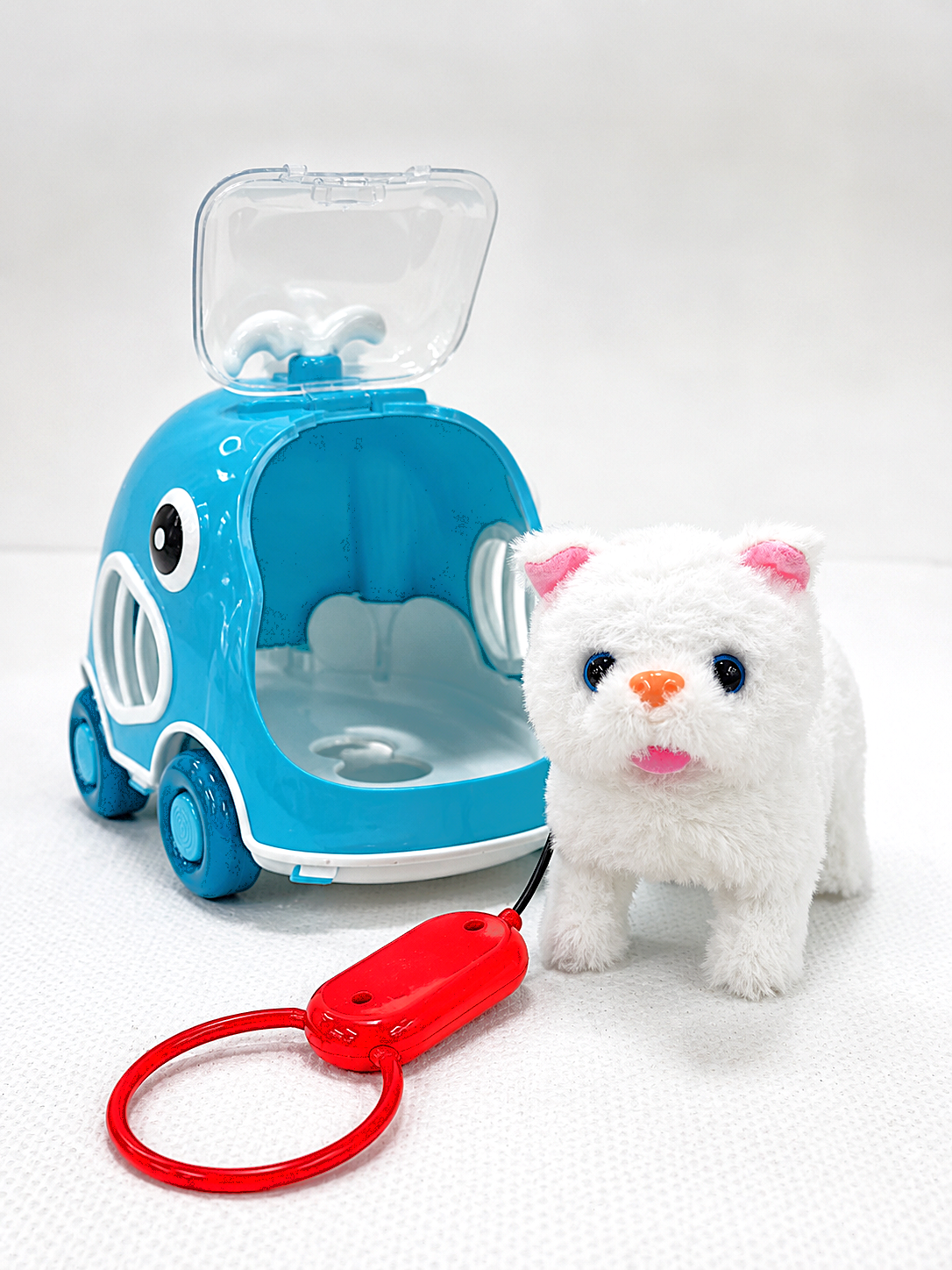 Interactive Plush Walking Cat with Whale Carrier | Battery-Operated Pet Toy | Ages 3+