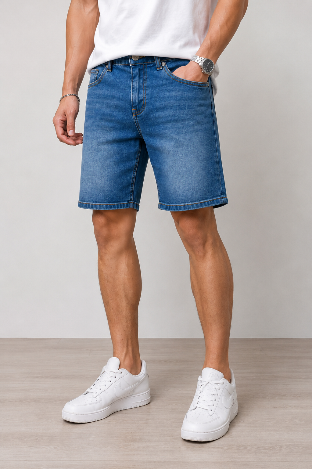 Men's Classic Blue Denim Shorts | Regular Fit Casual Shorts