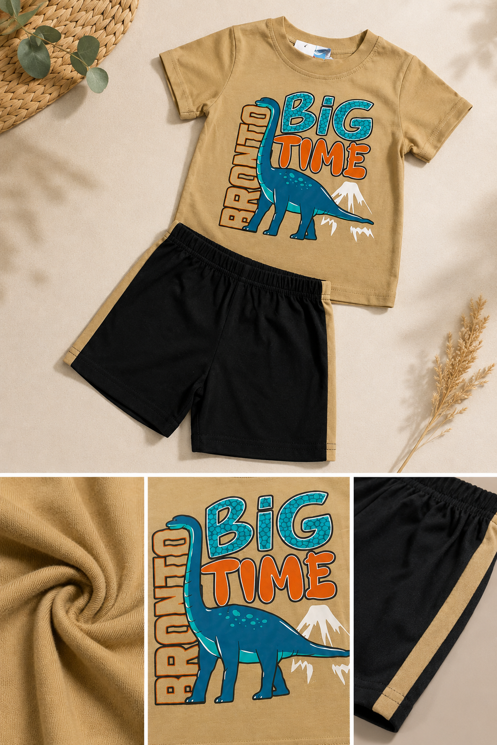 Boys Dinosaur "Big Time" T-Shirt & Shorts Set