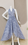 Silver Leaf Whisper Halter Maxi Dress