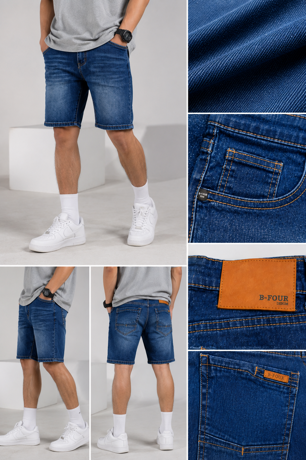 Men's Indigo Wash Denim Shorts | Regular Fit Casual Shorts