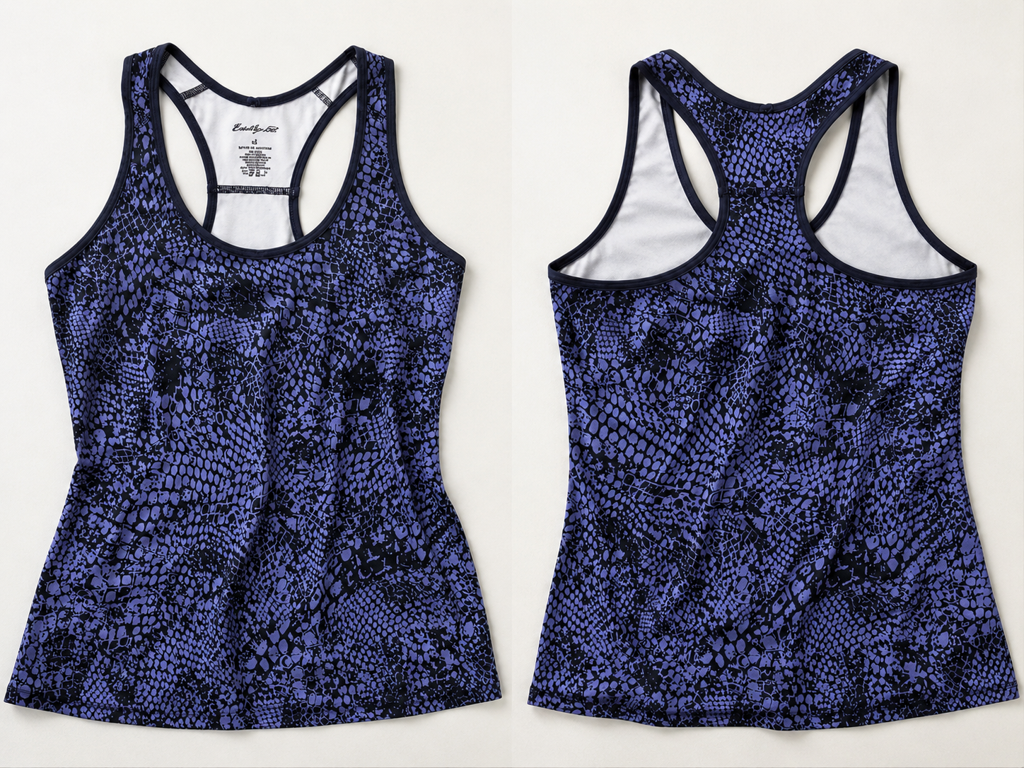 Women's Blue Snakeskin Print Racerback Active Tank Top