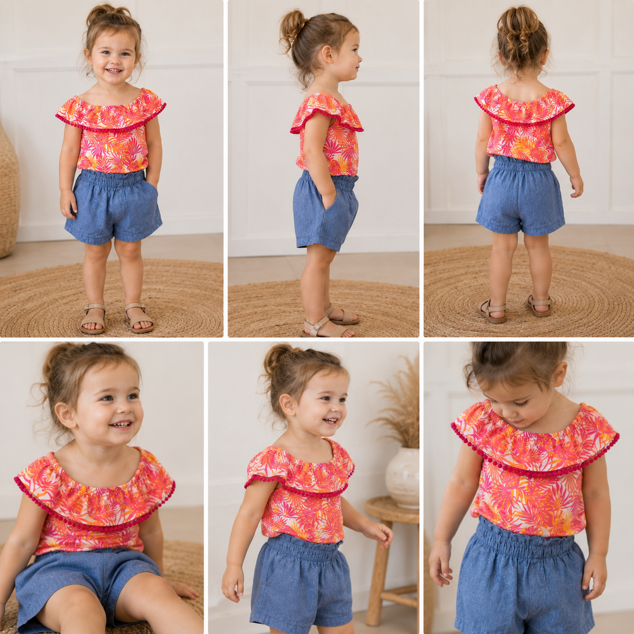 Girls Tropical Ruffle Top & Shorts Set | 2T–4T