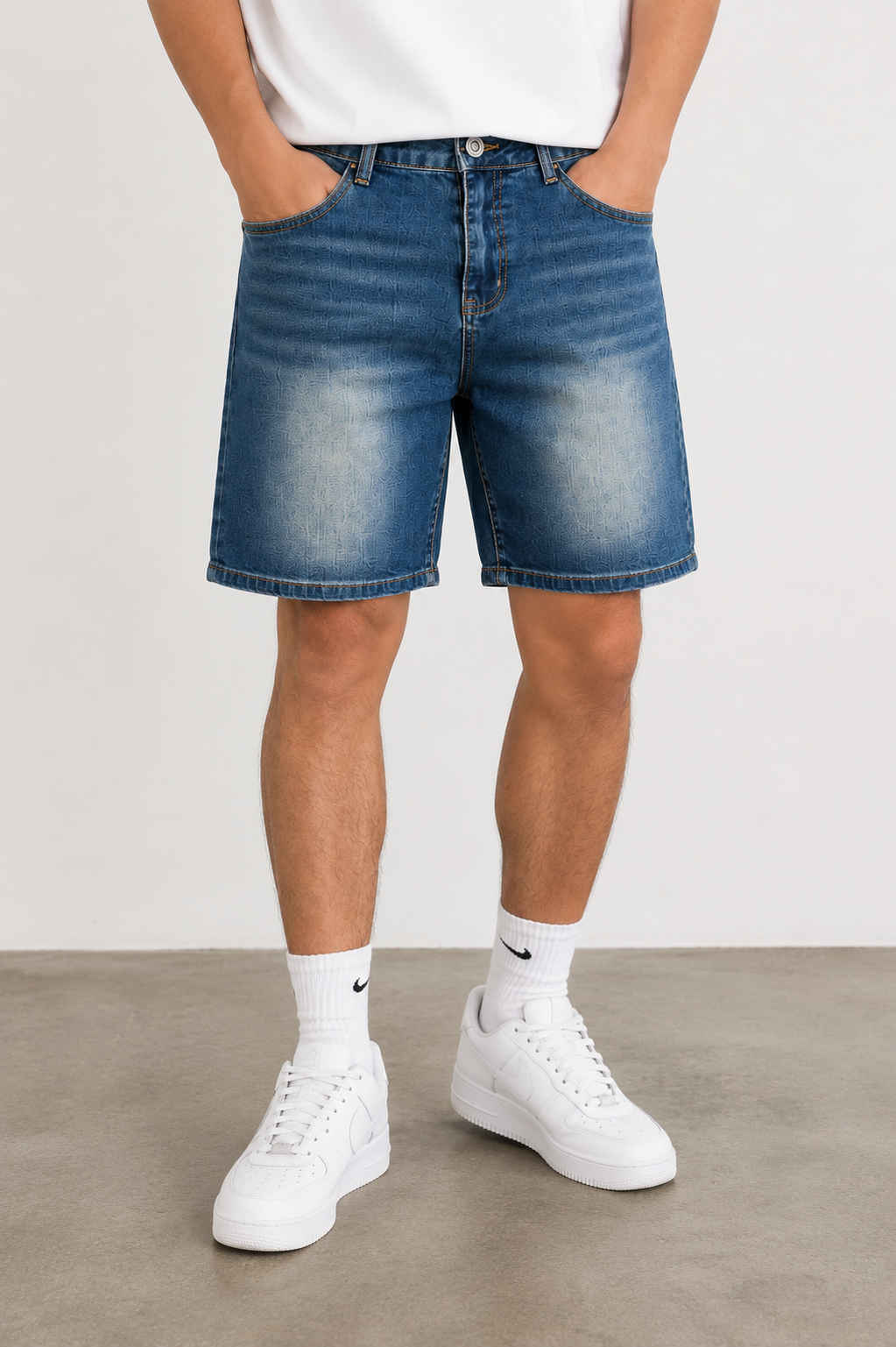 Men's Dark Wash Denim Shorts | Classic Regular Fit