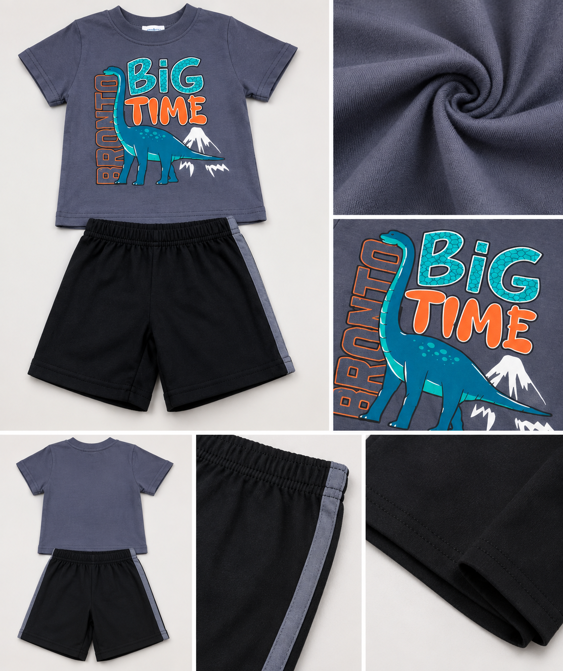 Boys Dinosaur "Big Time" T-Shirt & Shorts Set