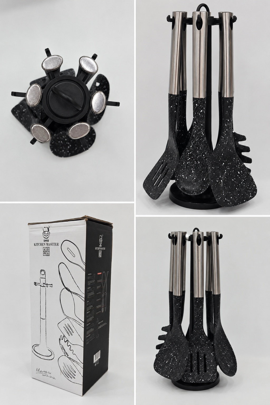 7-Piece Non-Stick Kitchen Utensil Set with Rotating Stand