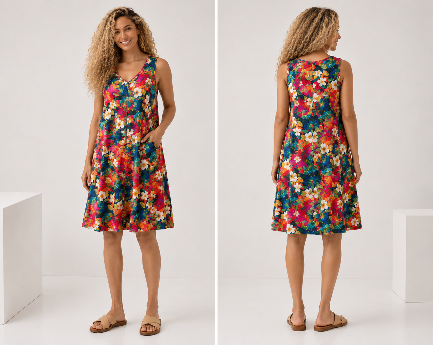 Tropical Floral Sleeveless Dress