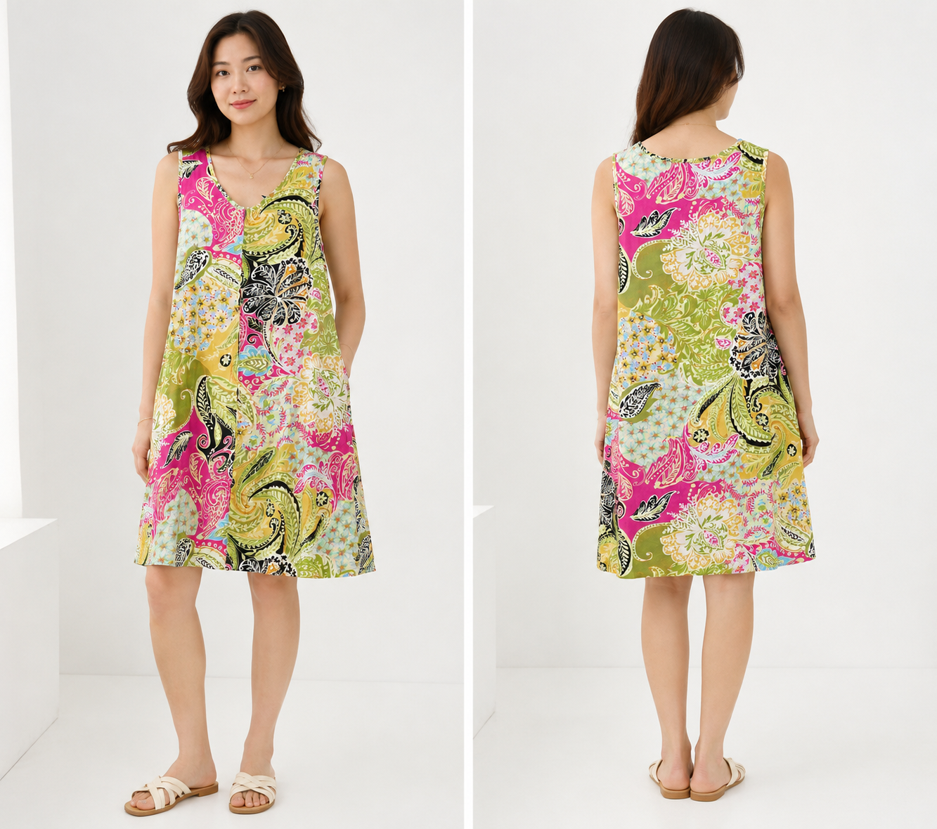 Multicolour Paisley Print Sleeveless Dress