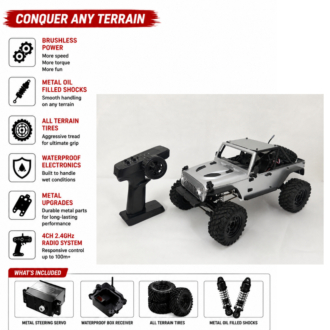 MJX Hyper Go H12Y 1:12 Brushless 4WD RC Rock Crawler Truck – Waterproof RTR Off-Road Remote Control Car