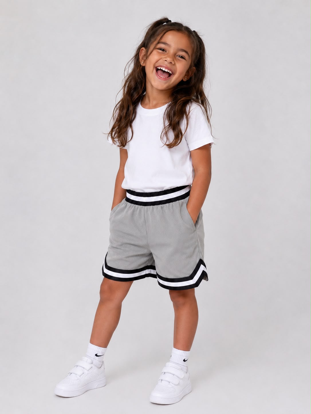 Kids’ Basketball Shorts UR-16-K – Light Grey