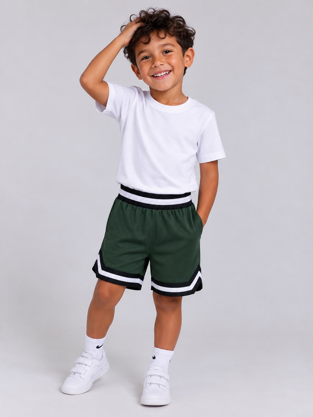 Kids’ Basketball Shorts UR-16-K – Dark Green