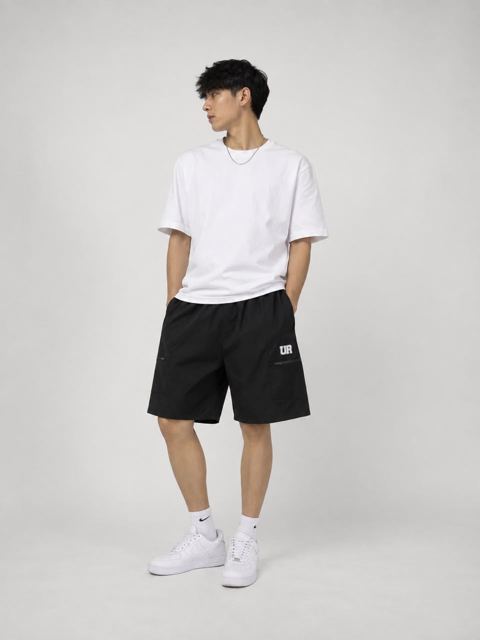 Men’s Cargo Shorts UR-3 with Rampage Logo – Black