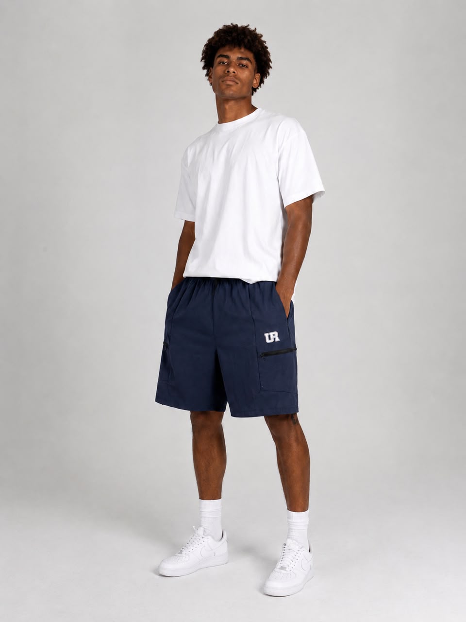 Men’s Cargo Shorts UR-3 with Rampage Logo – Navy Blue