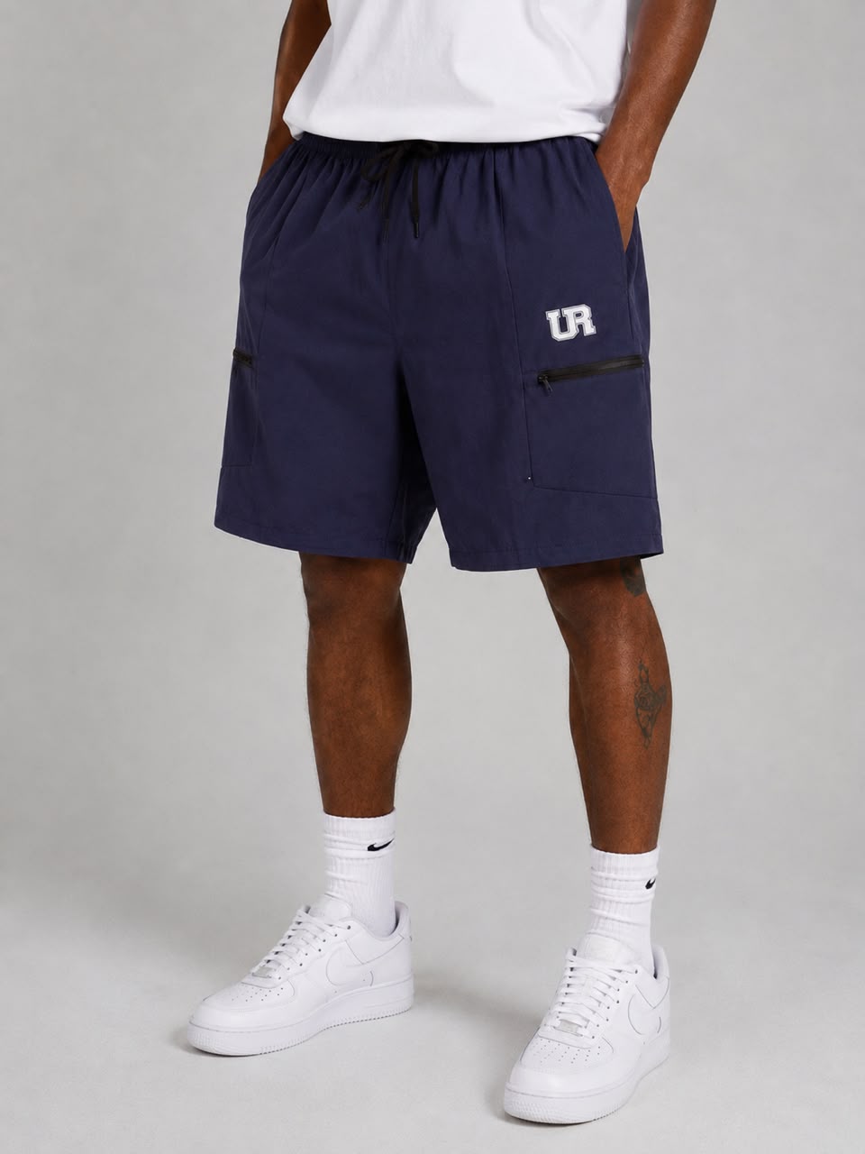 Men’s Cargo Shorts UR-3 with Rampage Logo – Navy Blue