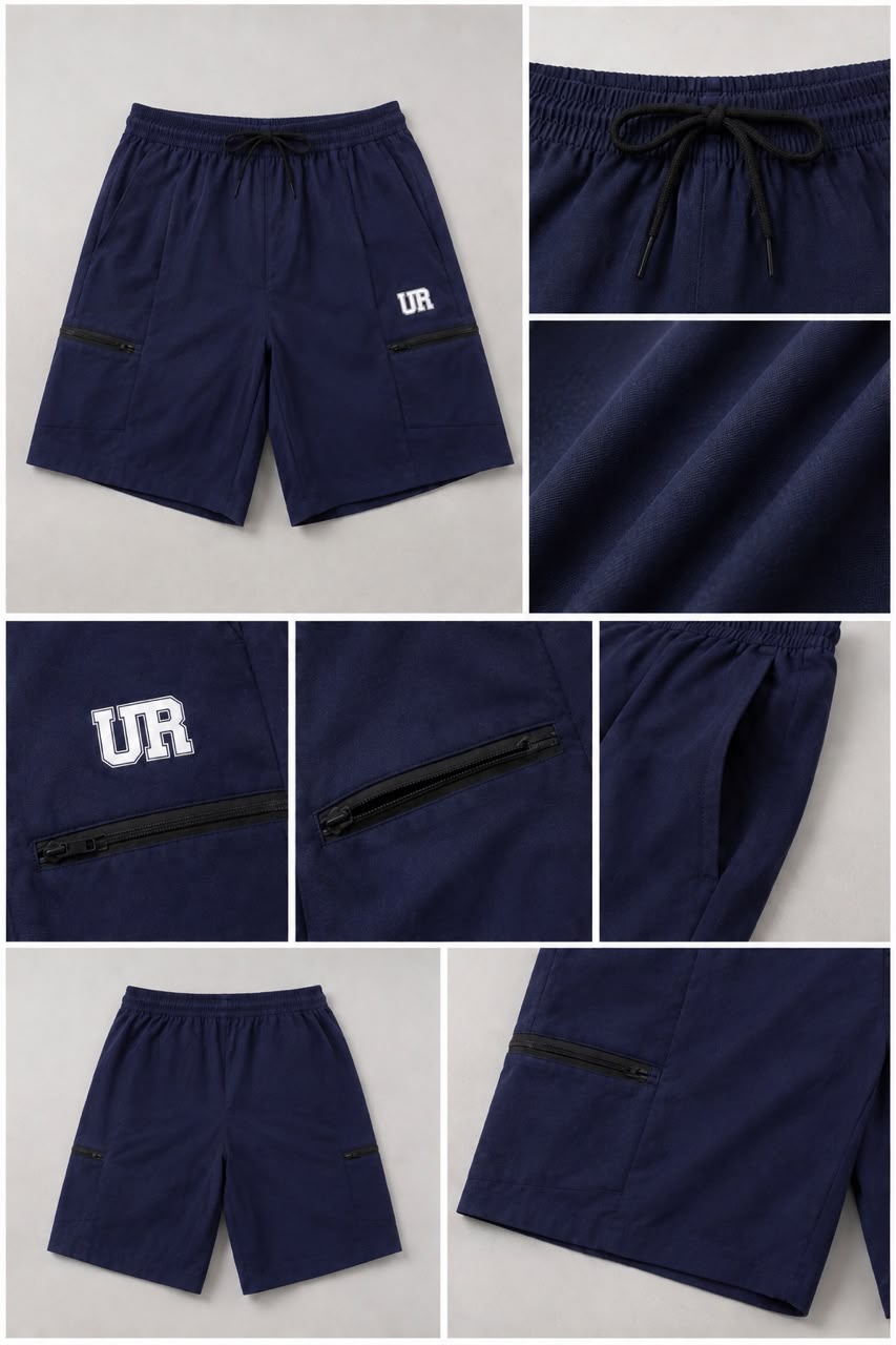 Men’s Cargo Shorts UR-3 with Rampage Logo – Navy Blue