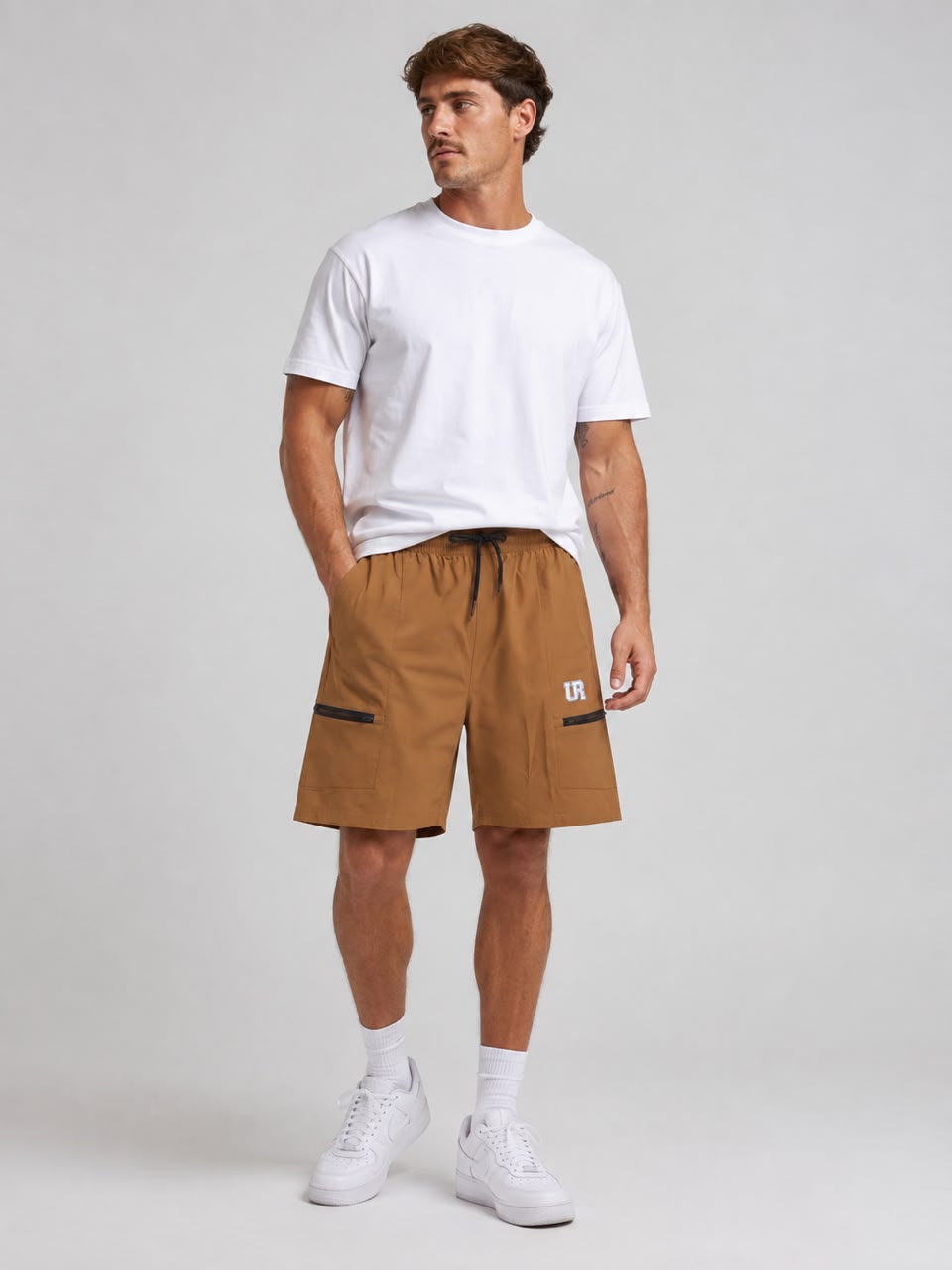 Men’s Cargo Shorts UR-3 with Rampage Logo – Khaki