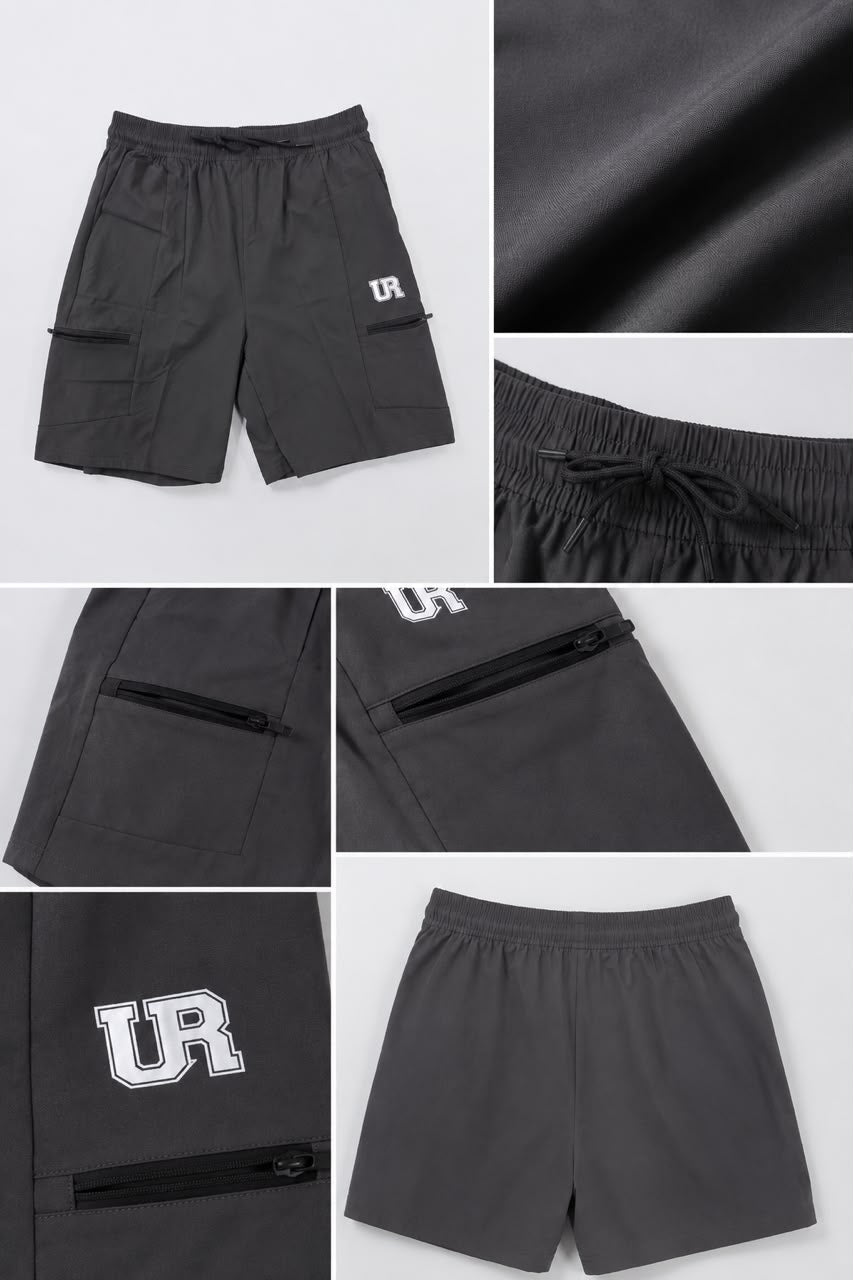 Men’s Cargo Shorts UR-3 with Rampage Logo – Grey