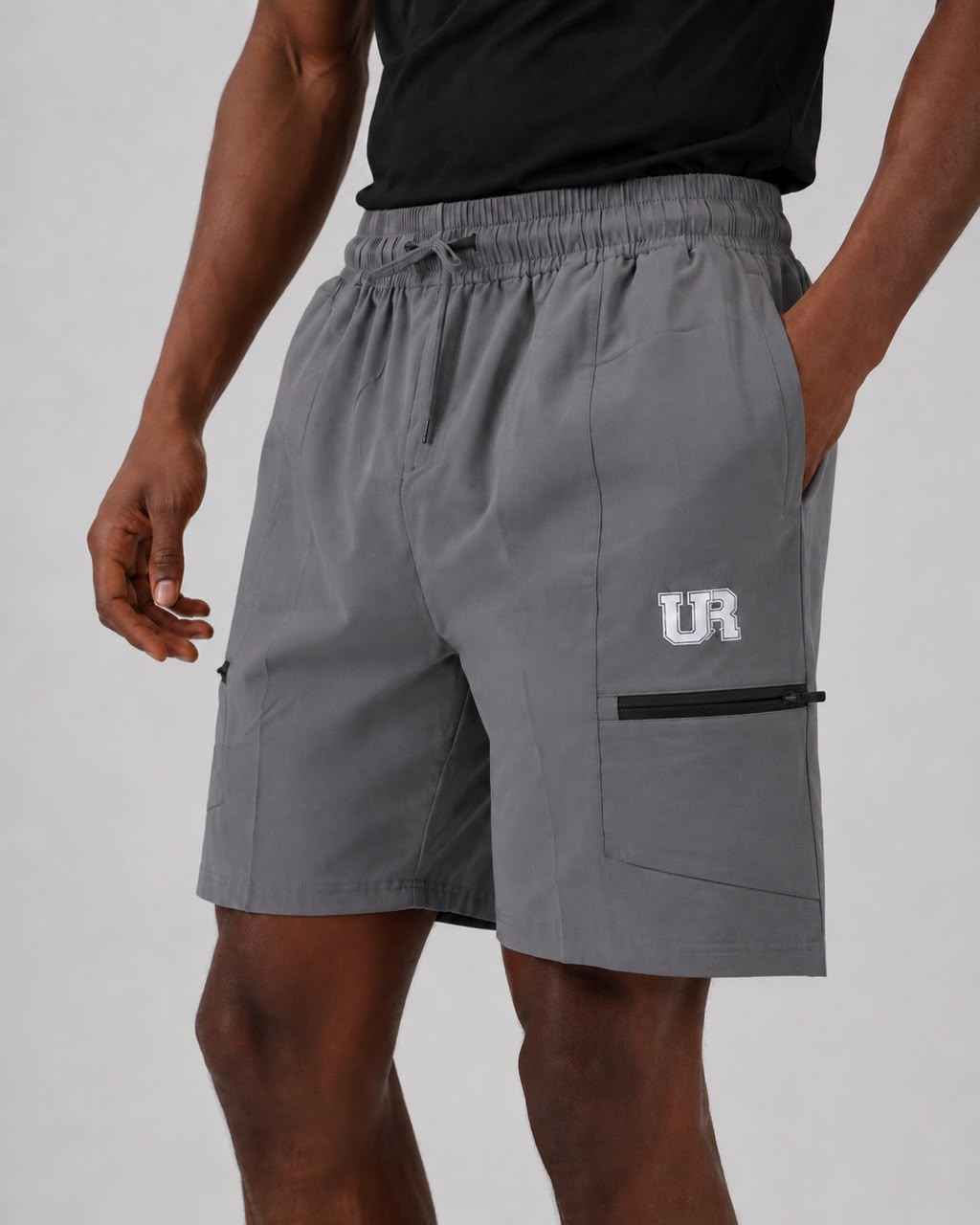 Men’s Cargo Shorts UR-3 with Rampage Logo – Grey