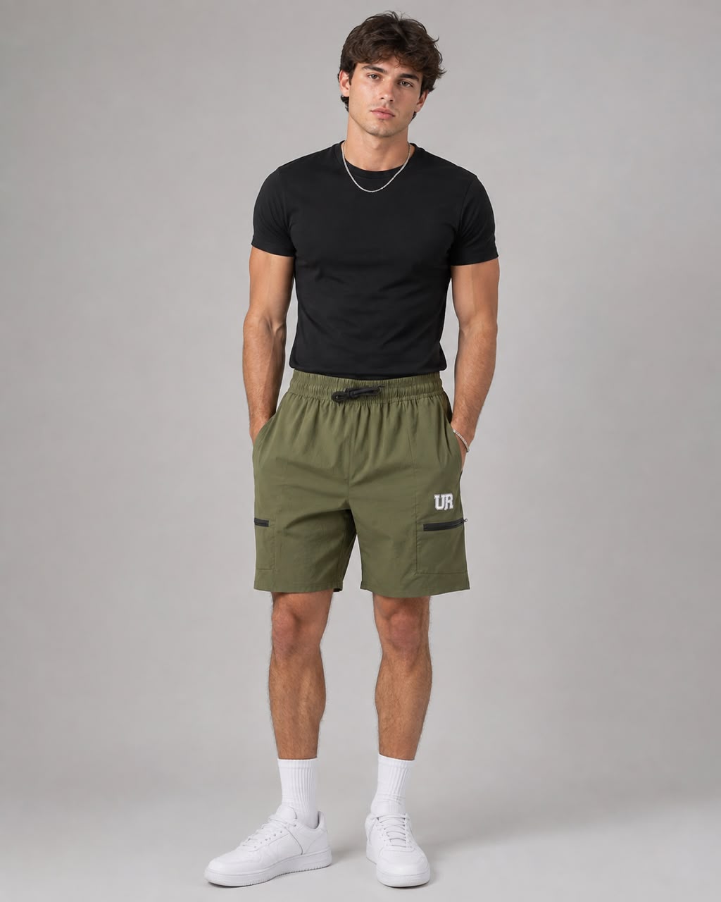 Men’s Cargo Shorts UR-3 with Rampage Logo – Army Green