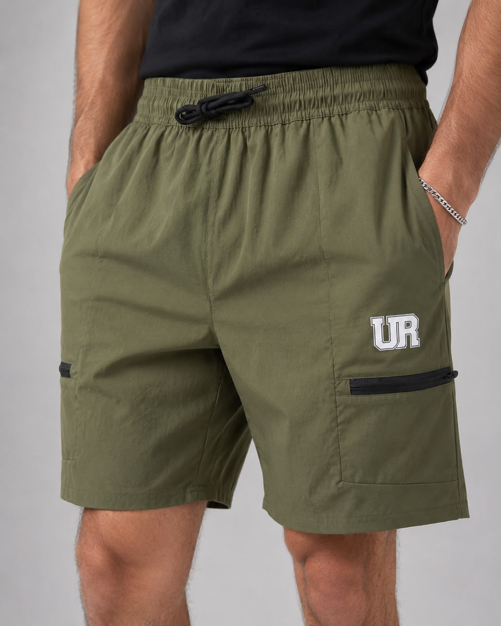 Men’s Cargo Shorts UR-3 with Rampage Logo – Army Green
