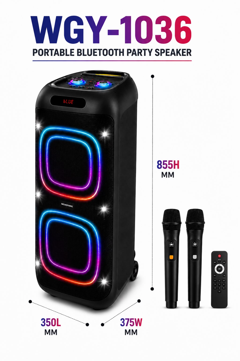 WGY-1036 Portable Bluetooth Party Speaker with RGB Light