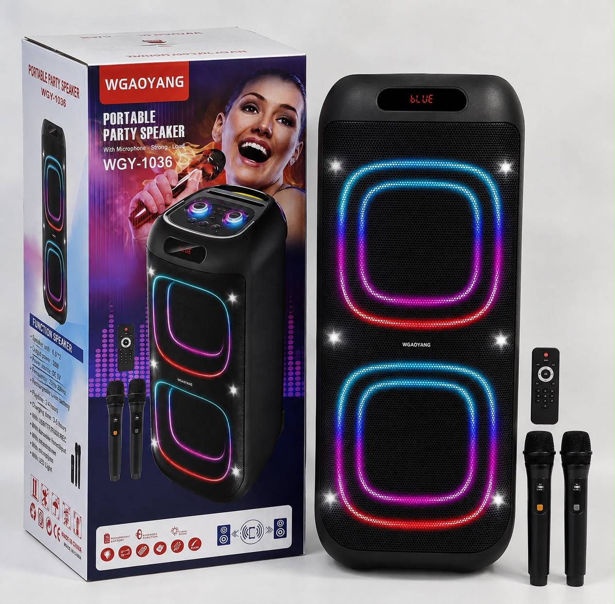 WGY-1036 Portable Bluetooth Party Speaker with RGB Light