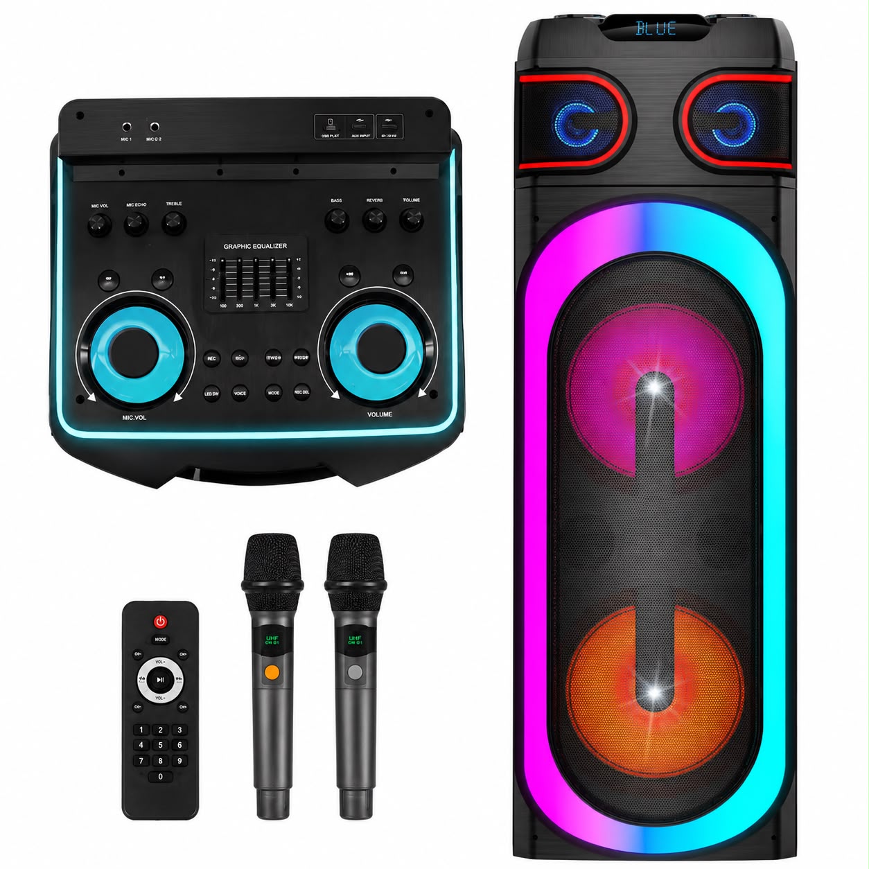QL-M2256 Portable Bluetooth Party Speaker with RGB Lights