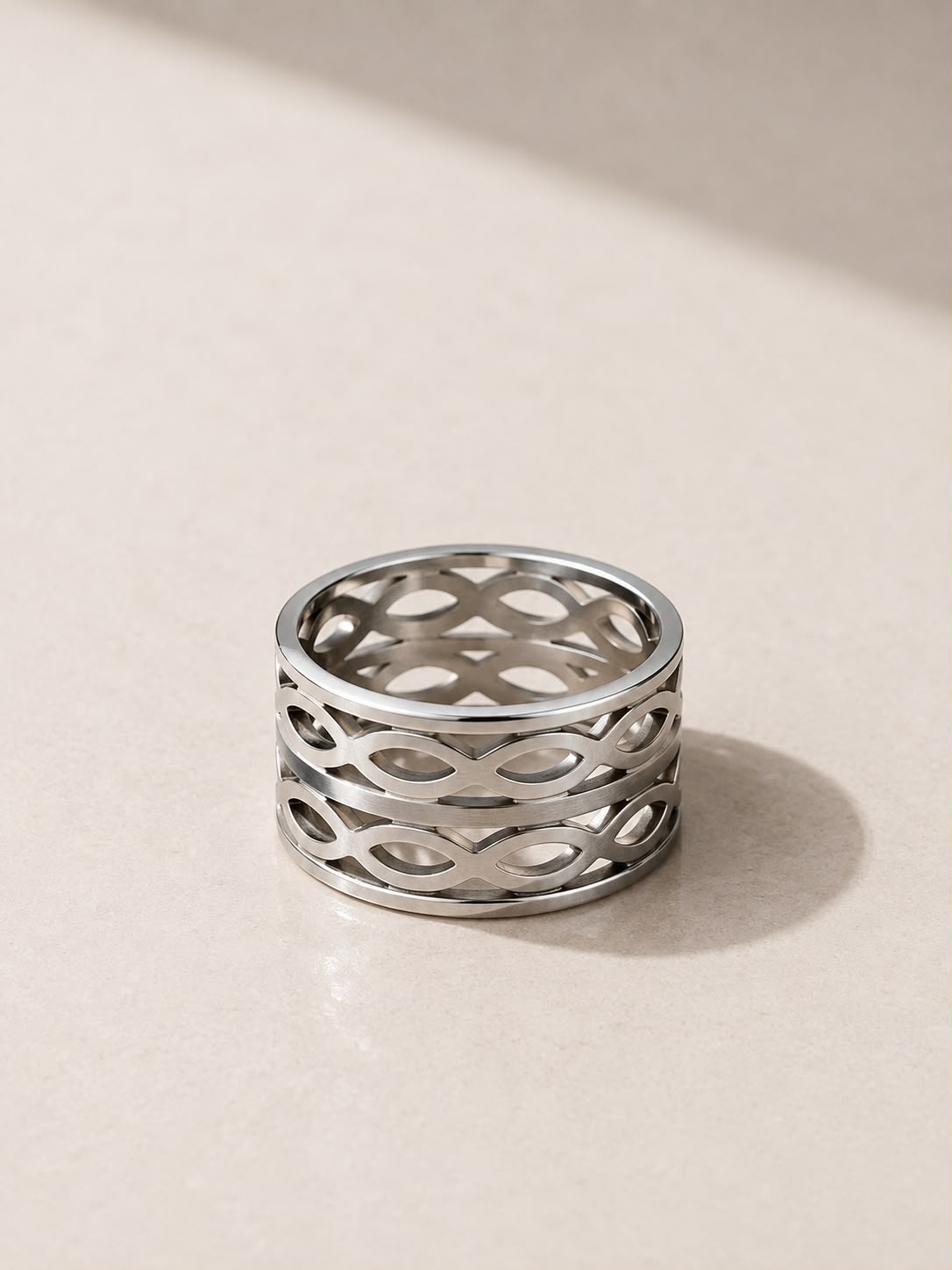 Men’s Silver Geometric Cutout Ring