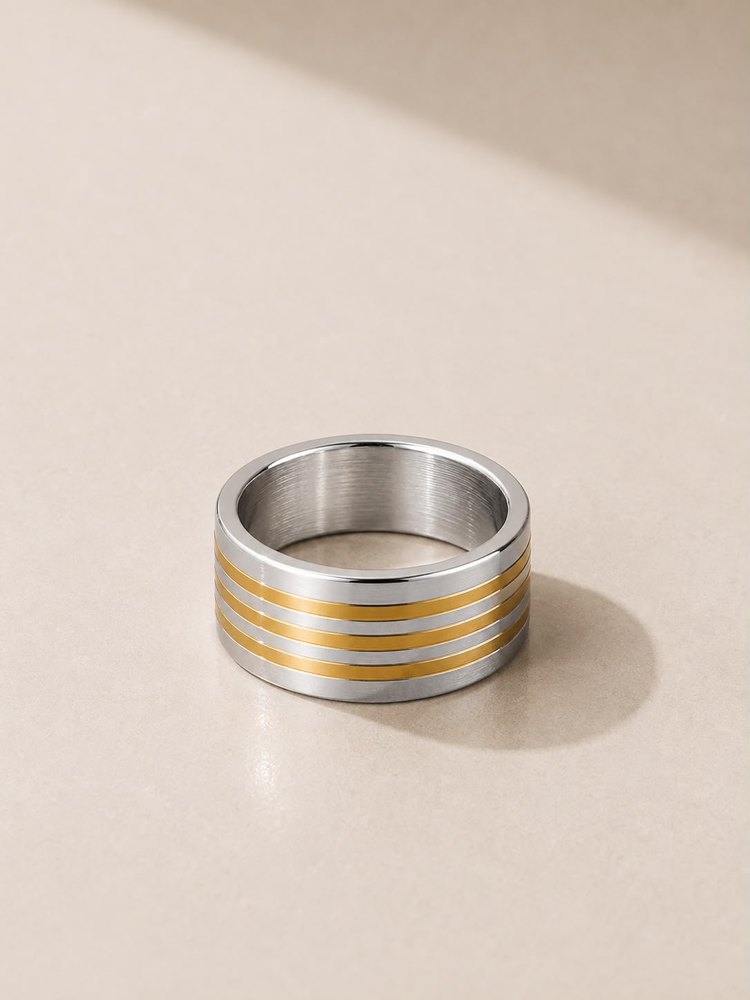 Silver & Gold Striped Ring