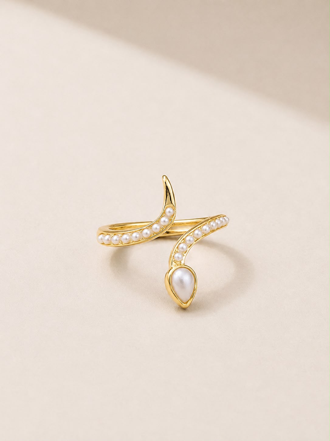 Gold-Tone Pearl Open Ring
