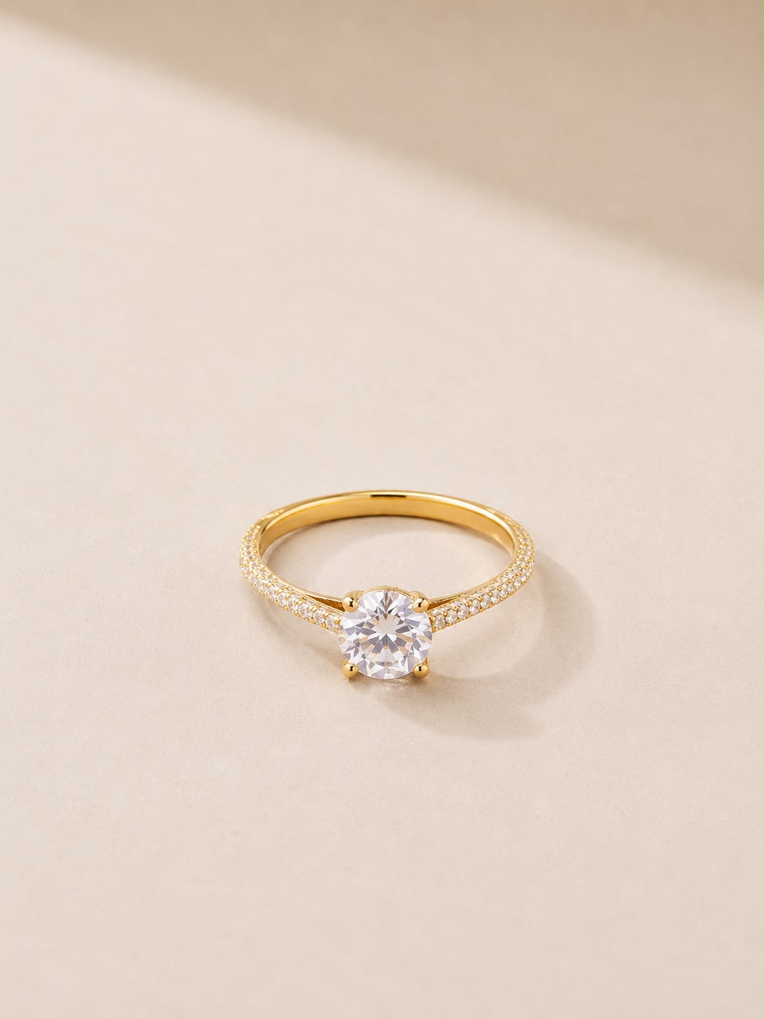 Elegant Gold-Tone Crystal Ring