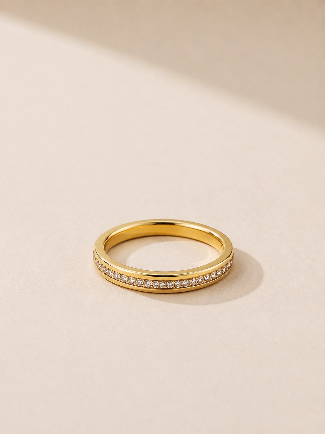 Gold-Tone Crystal Edge Band Ring