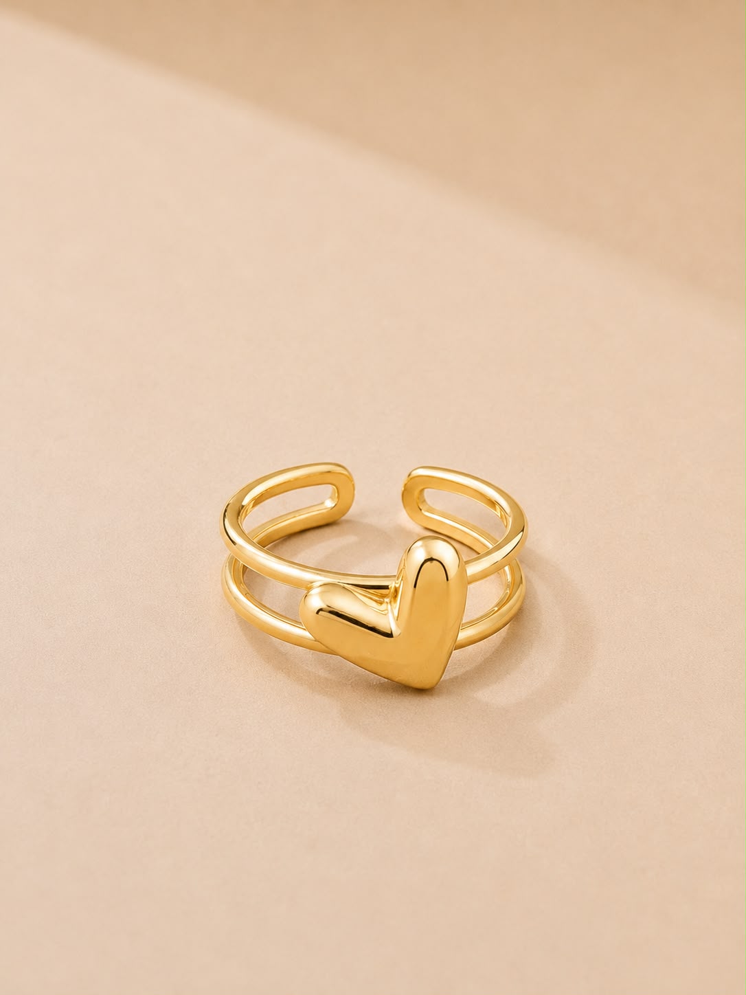 Gold-Tone Heart Open Ring
