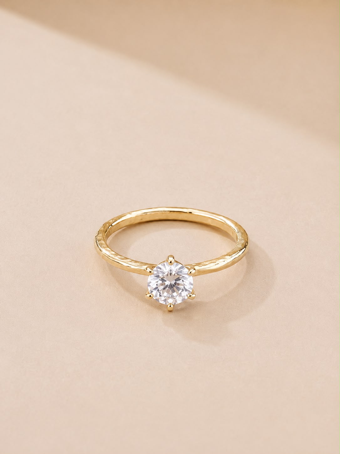 Gold-Tone Classic Solitaire Crystal Ring