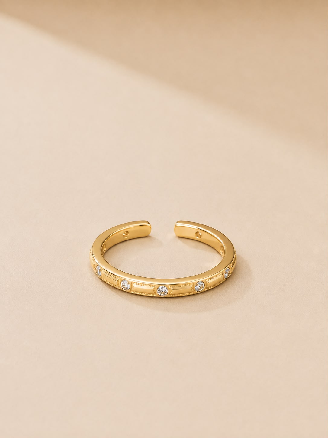 Gold-Tone Crystal Accent Open Ring