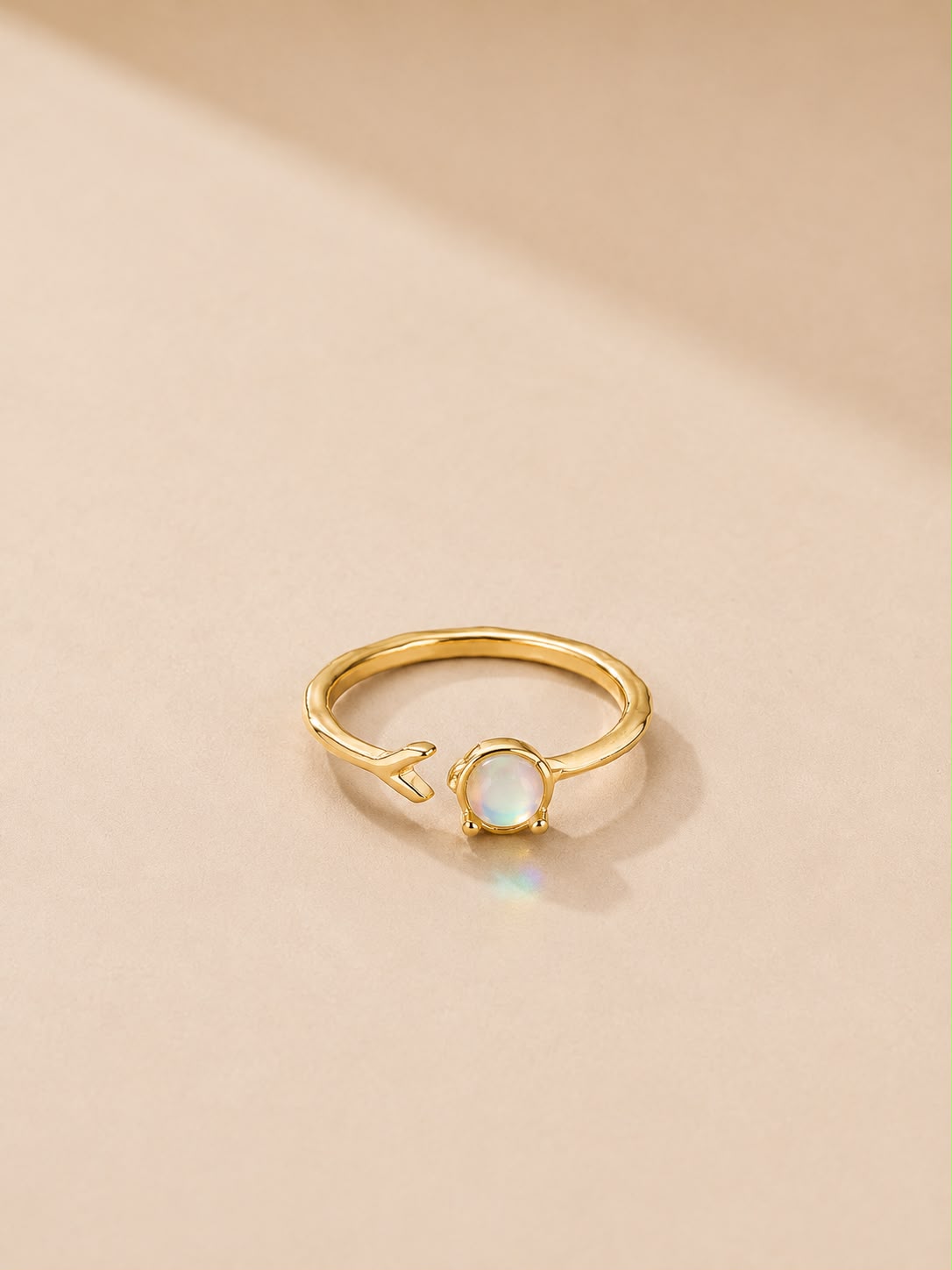 Gold-Tone Opal Accent Open Ring