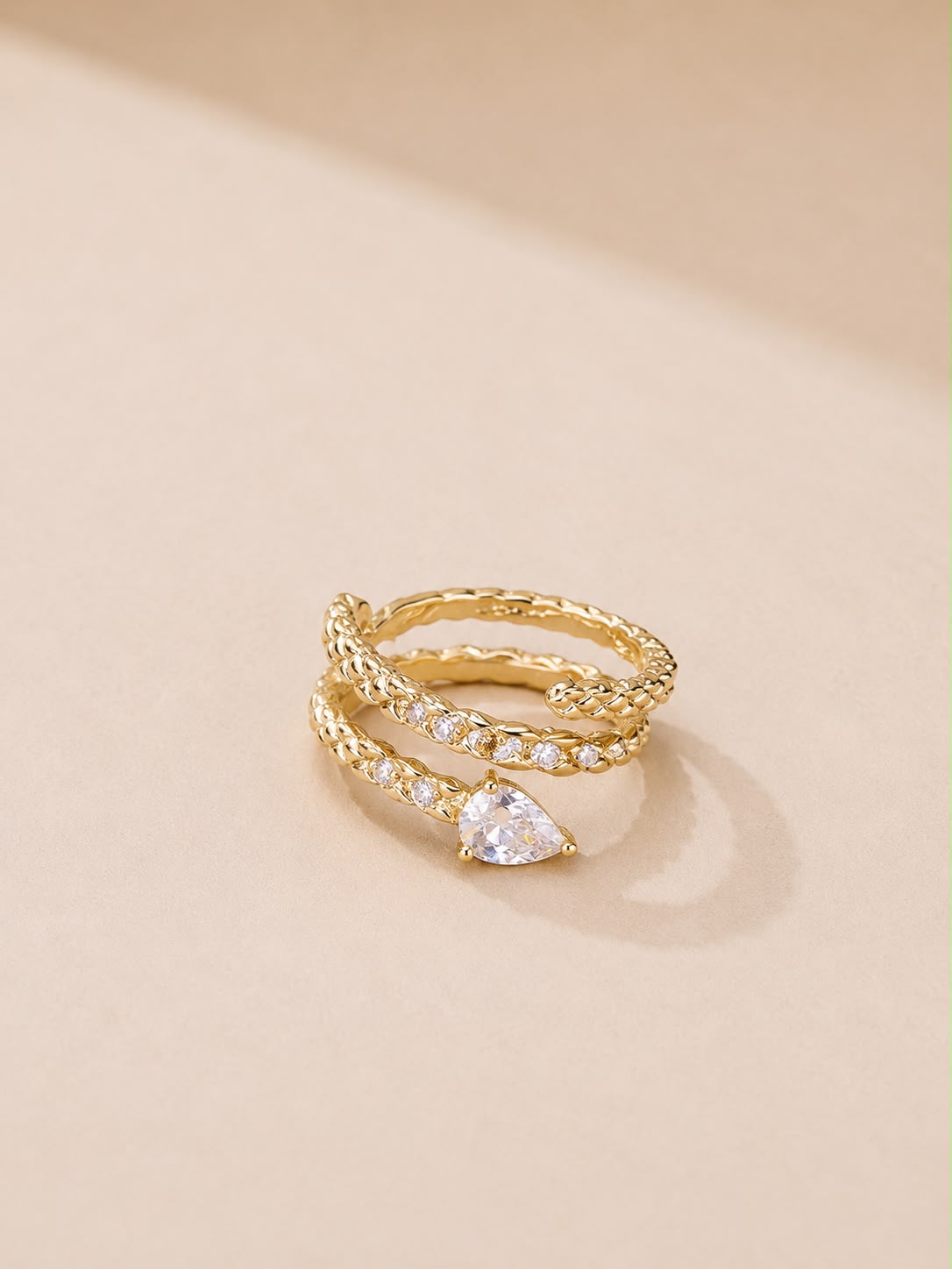 Gold-Tone Crystal Snake Wrap Ring