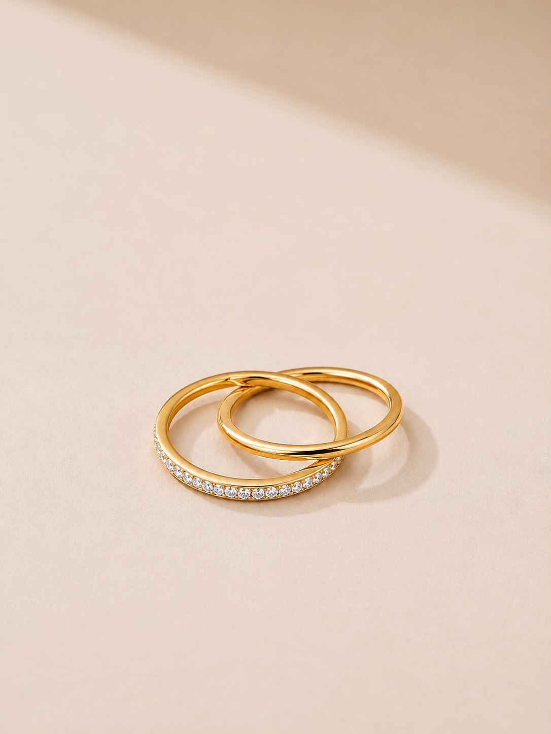 Gold-Tone Crystal Double-Band Ring