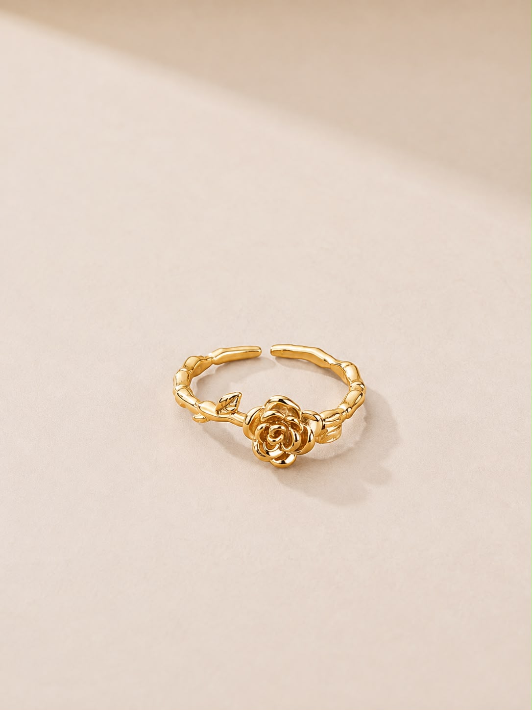 Gold-Tone Rose Flower Ring