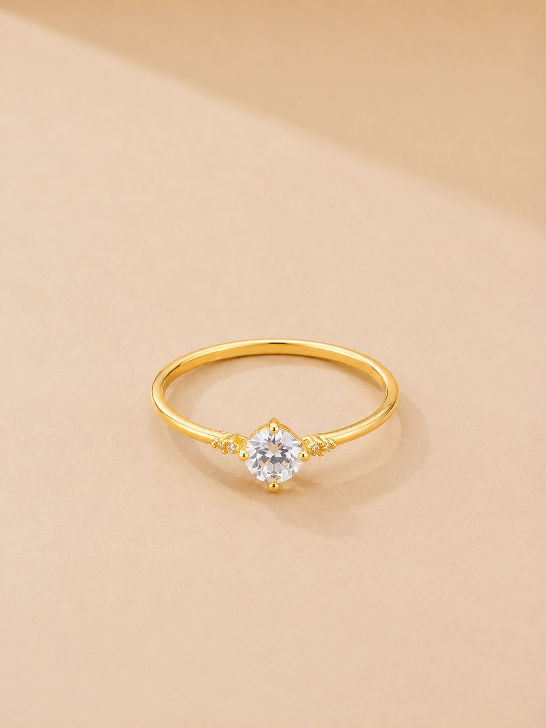 Gold-Tone Classic Crystal Solitaire Ring
