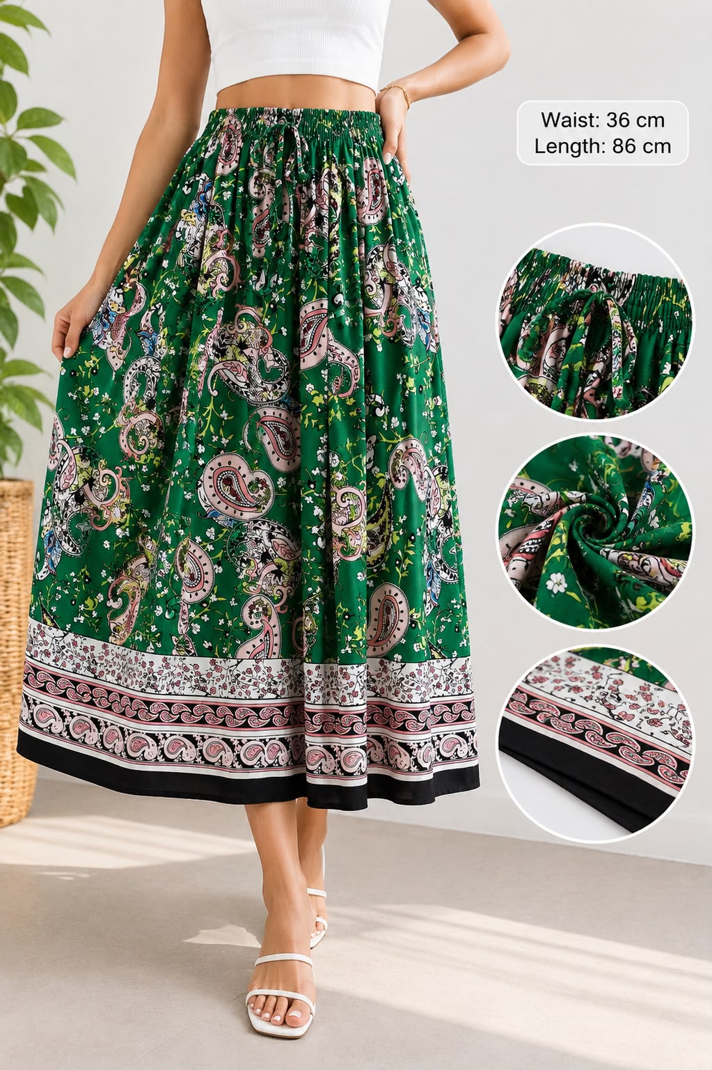 Bohemian Paisley Midi Skirt