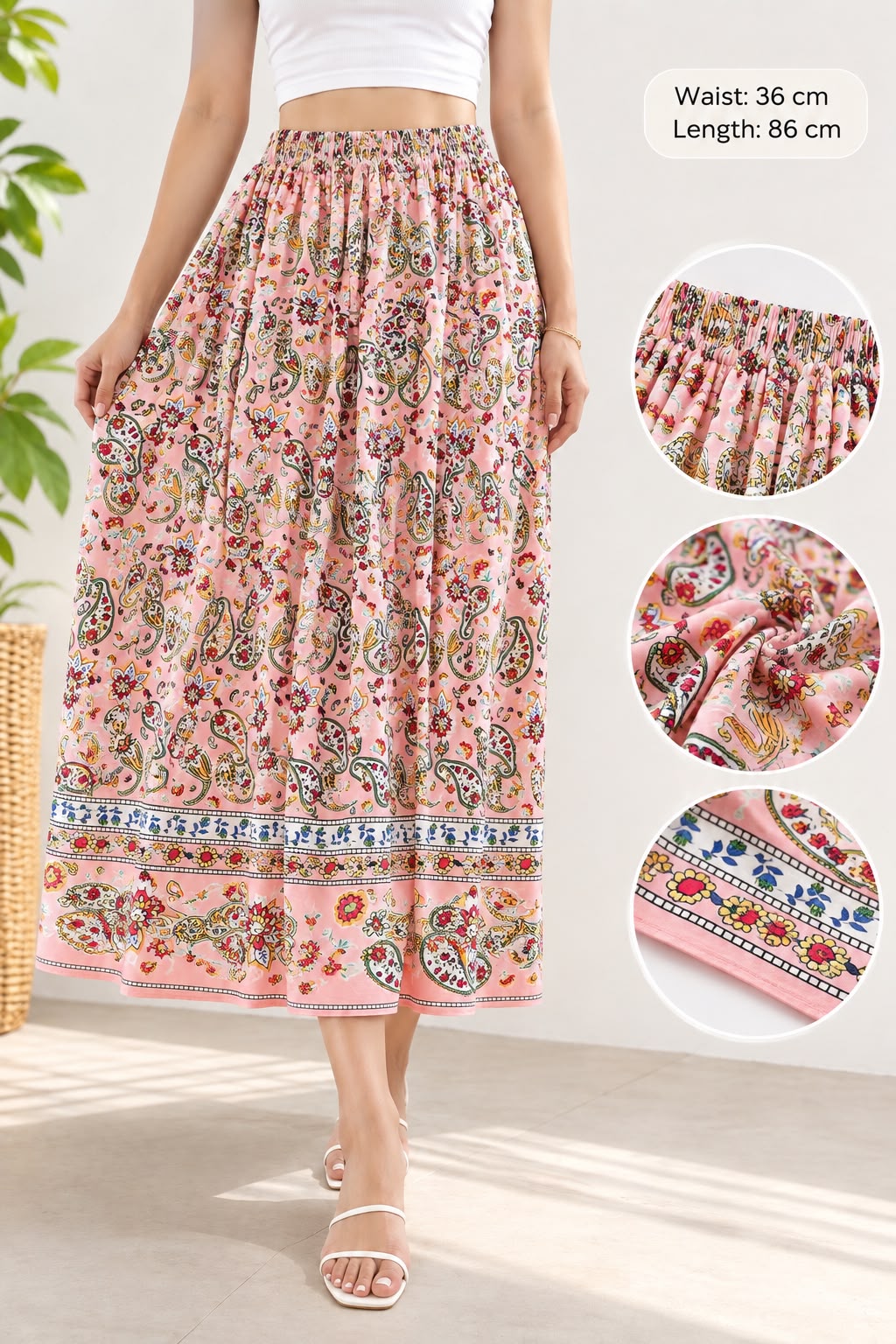 Bohemian Paisley Midi Skirt