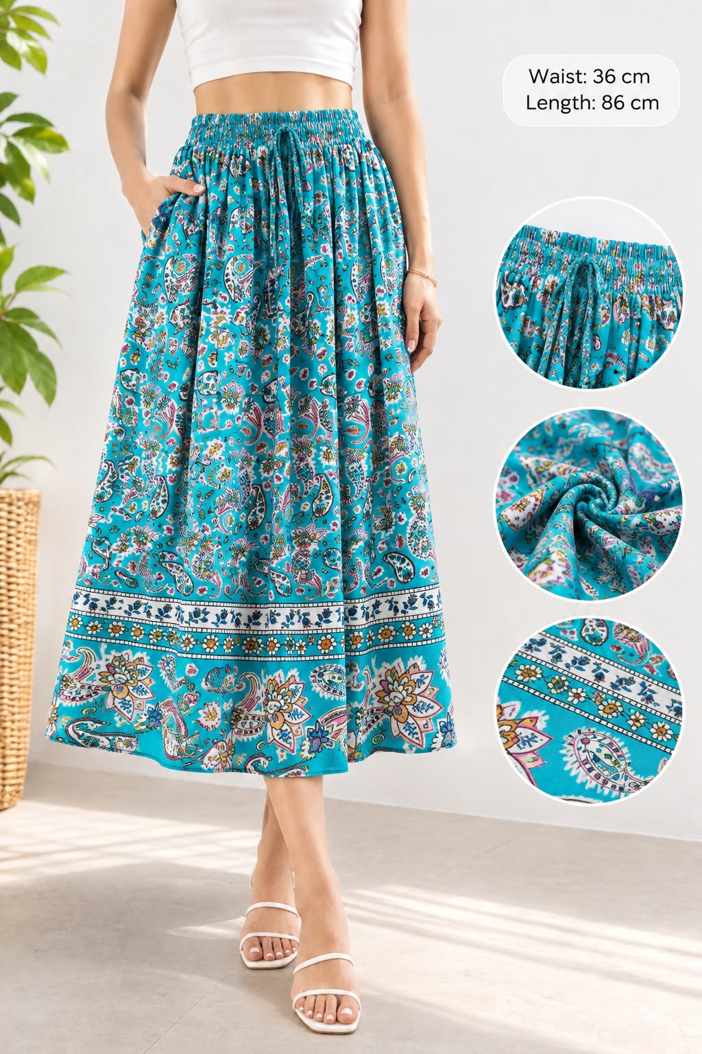Bohemian Paisley Midi Skirt
