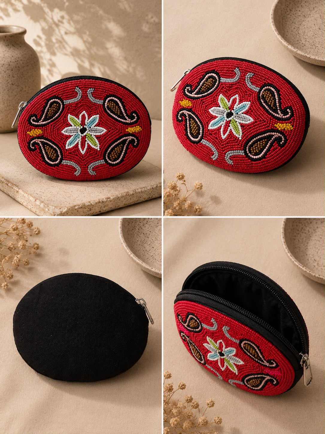 Beaded Novelty Zip Coin Purse – Assorted Designs
