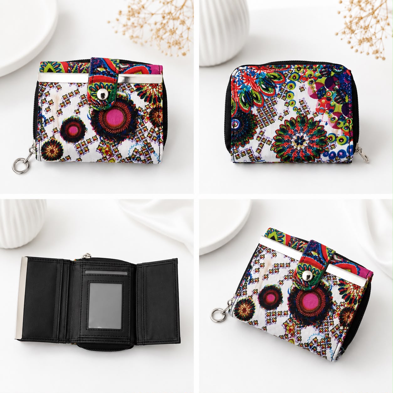 Colorful Bohemian Print Compact Wallet