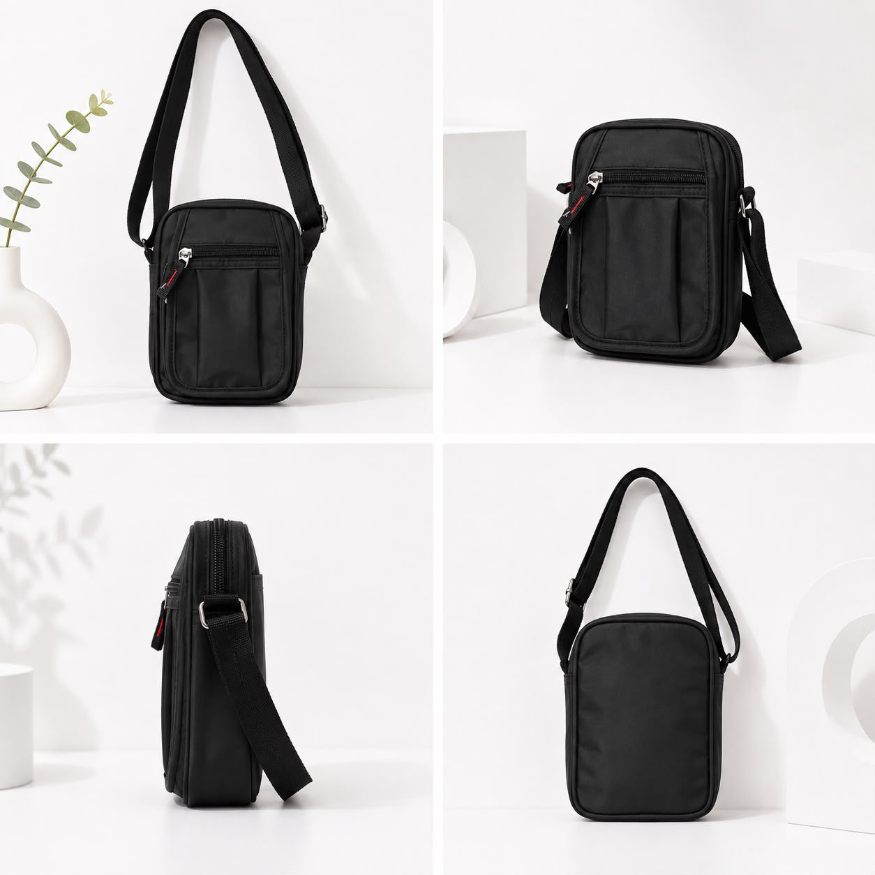 Compact Crossbody Shoulder Bag – Black