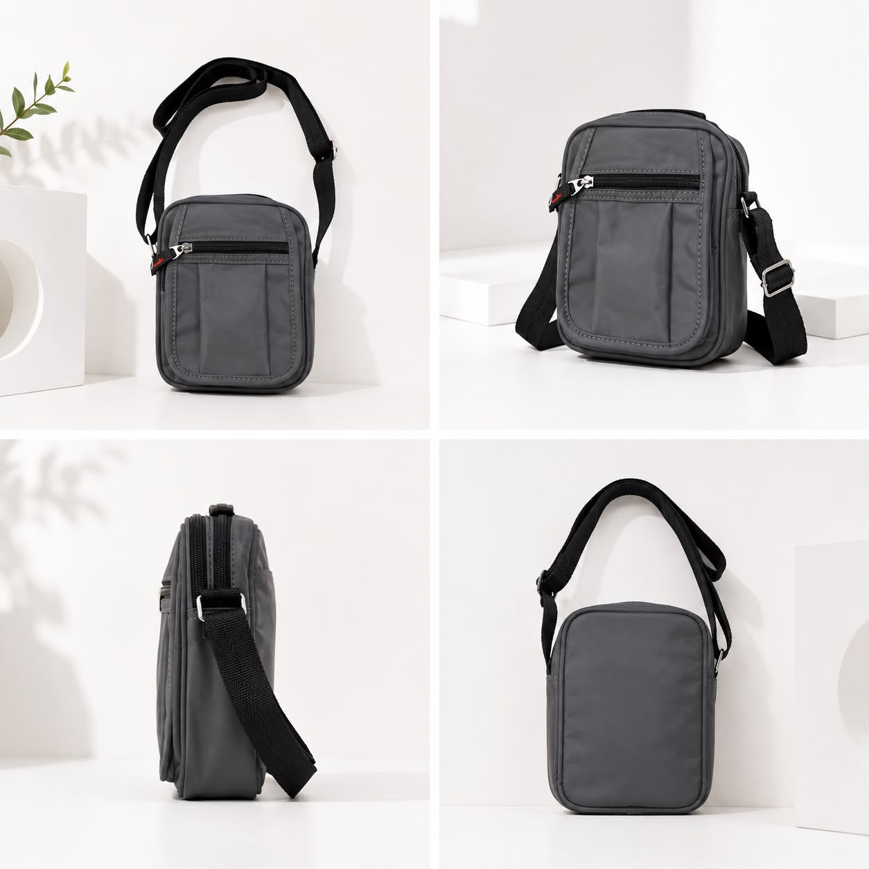Compact Crossbody Shoulder Bag – Charcoal Grey
