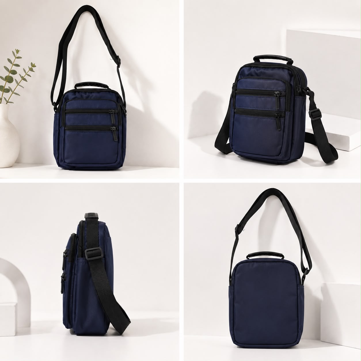 Multi-Pocket Crossbody Bag – Navy Blue