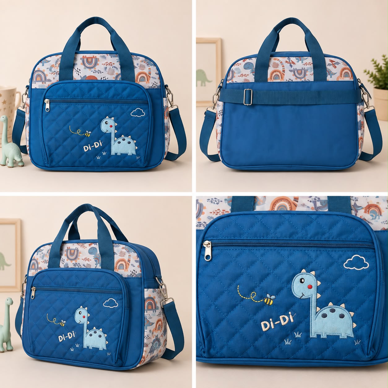 Quilted Baby Mommy Bag with Adjustable Shoulder Strap