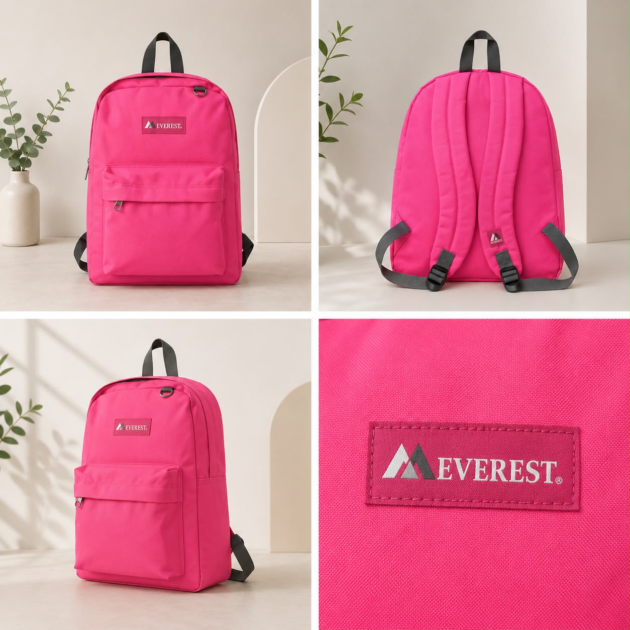 Everest Classic Everyday Large Backpack – Candy Pink